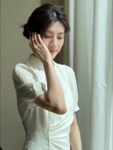 Koradior | Mandarin Collar Elegant Midi Dress