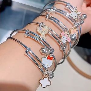 HG033 Gelang Karakter Sanrio Silver Adjustable Lucu Hadiah Lonceng