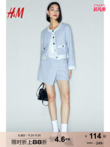 H&M Womens Casual Straight Leg Pants Fashionable Slim Fit Autumn Short Skirt Pants Natural Waist Cotton 100%