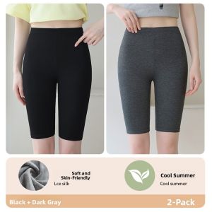 MiiOW | High Waist Five-Quarter Length Safety Pants Womens Summer Cotton Elastic Thin Modal Shorts Invisible Casual High Waist Shorts