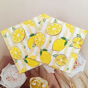 20pcs Disposable Tissues Yellow Citrus Paper Napkin Summer Fruit Lemon Cocktail Napkins for Kids Birthday Baby Shower Party