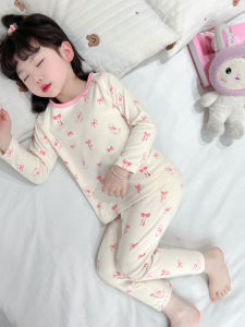Childrens Cotton Pajamas Set High Waist Autumn Pants Home Clothes Sleepwear for Little Girls Toddler Girls Body Shape Enhancing