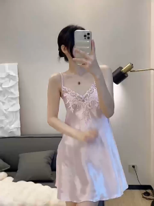 🫰🏻 Sweetie Store 🫰🏻 [ READY STOCK ] Women Pyjamas Baju Tidur Lingerie Satin Singlet Cutting Small Size Nightdress With 6 Colour