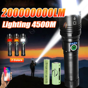20000000LM Most Powerful LED Flashlights Long Range 4500M Super Bright Torch Light Rechargeable Outdoor Camping Lantern Fishing
