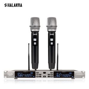 SHALANRA VM9000 ไมโครโฟนไร้สายระบบ UHF แบบมือถือคู่ วัสดุโลหะ ระยะทำงาน 150 เมตร สำหรับงานคาราโอเกะ ประชุม ปาร์ตี้ โบสถ์ งานแต่งงาน บ้าน ดีเจ และ KTV