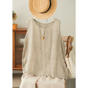 Dopamine Cotton Linen Strap Vest Spring Summer New Large Size Top Inner Wear Outer Wear Sleeveless T-Shirt Womens Fashion