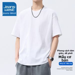 Jeanswest | Áo Thun Nam Cotton Trơn Cổ Tròn Form Rộng Mỏng Mùa Hè Phong Cách Trẻ Trung