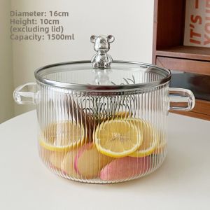 Transparent High Borosilicate Glass Stove Top Soup Pot Electric Ceramic Range Cookware High Temperature Resistant Health Pot Slow Cooker