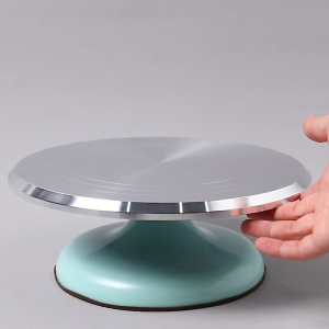 10/12Inch Heavy-Duty Pastel AluminumAlloy Cake Turntable Sturdy & SmoothRotating Non-Slip Silicone
