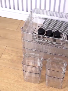 Transparent Trolley Cart 2/3/4 Layer with Wheels Includes Free Hanging Basket Bath Storage Organizer