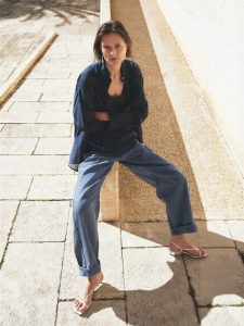 edition | Summer Light Blue Cotton Linen Jeans Trousers