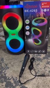 BK-4625 HiFi Karaoke RGB Light Wireless Stereo Portable DISCO Light Double Bass Bluetooth Speaker with Wired Microphone