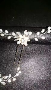 Tusuk Rambut Wanita Konde Daun Pin Mutiara Kristal Hiasan Aksesoris Mahkota Pengantin Wedding Bridal