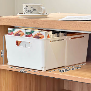 Kitchen Cabinet Expandable Storage Box Roller Mounted Desktop Organizer Basket for Household Use Plastic Storage Container