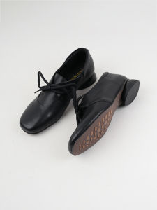 Comfortable Soft Leather Knot Front Flat Shoes Spring 2025 Square Toe Deep Mouth Womens Fashion Single Shoes Cross Strap