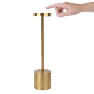 Cordless LED Table Lamp Rechargeable Metal Desk Lamp Touch Control Dimmable Nightstand Light 3 Color Modes Portable Night Light