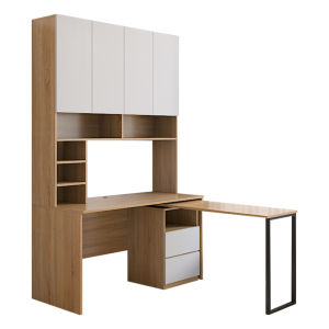 Rotatable Corner Computer Desk Bookshelf Integrated Study Desk Office Desk Combination Home Use Writing Desk Modern Simple Style