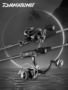 2025 DAWAEWE New Model Far Casting Straight Handle Full Set Lure Rod Fishing Rod Kit Double Pole Tip Set for Ocean River Lake
