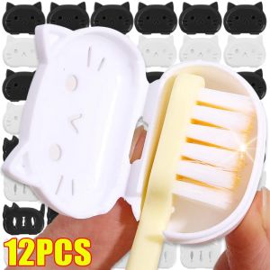 ที่วางฝาครอบแปรงสีฟันแบบพกพา12ชิ้นตัวป้องกันสุขภาพแปรงสีฟันสำหรับเคสกันฝุ่นเดินทางออกค่ายเดินป่า