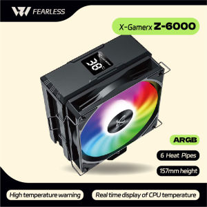 Power Train X-Gamerx Z-6000 ARGB CPU Cooler with Digital Temperature Display Radiator 6 Heat pipes For LGA1700/1200 115X AM4 AM5