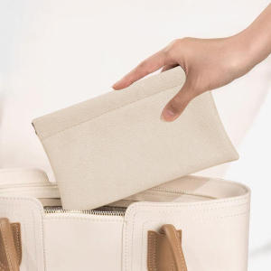 Long Wallet Hand-held Cosmetic Bag Data Cable Storage Pouch Document Holder Eyeglass Pouch Solid Color Shrapnel Mobile Phone Bag