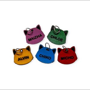 Liontin/ Nametag Lonceng Kucing Anjing Bahan Kulit Free Custom Nama