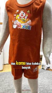 Setelan Singlet Mixue 1 - 2 Tahun / Set Baju Kutung Celana Pendek Knit Premium Anak Laki Laki Perempuan Lengan Kutung Kiosbalitafawa