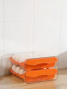 HovelsHop Tempat Telur 2 Tingkat & Penyimpanan Bahan Makanan Efisien