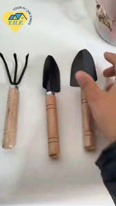 YHF 3-Piece Mini Garden Tool Set: Shovel Rake & Spade with Wooden Handles & Durable Metal Heads