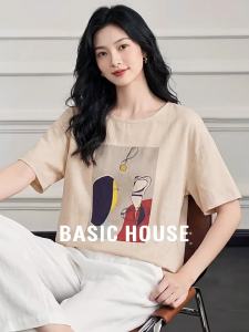 Basic House | Cotton Print Round Neck T-Shirt