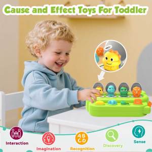 Early Learning Dinosaur Pop-Up Activity Toy for Develop Motor Skills Flip Spin & Slide for Cause-and-Effect Fun