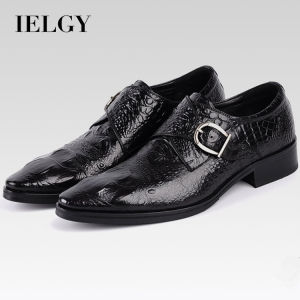 IELGY Mens new plus size crocodile leather shoes buckle shoes