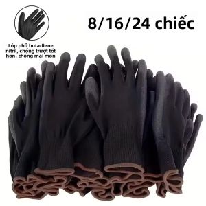 Găng Tay Nylon Phủ PU Chống Trượt Chống Mài Mòn Bền Bỉ Dùng Cho Làm Vườn Sửa Chữa Ô Tô 8/16/24 Chiếc Có Size S/M/L/XL