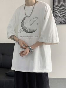 Summer 2024 Mens American Style Short Sleeve T-Shirt Pure Cotton Breathable Oversize Casual Five Sleeve Body Shirt Cotton 100%