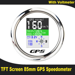 Universal 85mm TFT Screen Digital GPS Speedometer Odometer Trip COG Voltmeter 9-32V with GPS Antenna for Car Ship