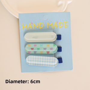 Sweet Candy Colored Hair Clips 3 Pack Butterfly Star Patterned Duckbill Hair Clips Hair Grooming Accessories Grid Design