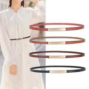 Womens fashion belt Fine metal buckle all-in-one dress length adjustable simple suit belt dress decorative belt