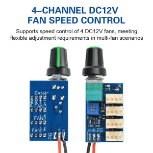 4-Channel DC 12V 3A Four-Wire PWM Fan Speed Controller Module Chassis/Server Fan Noise Reduction Board Knob Manual Adjustment