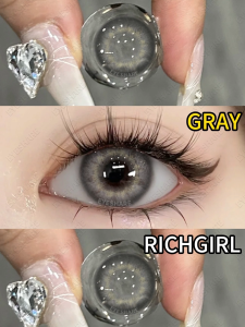 (COD) 2 buah/1 pas EyeShare softlens RICHGIRL Seri soflen GRAY/BROWN softlens mata diameter 14.0MM Tersedia selama 12 months/1 Yearly Used