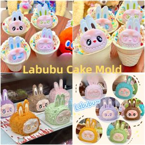Labubu Chocolate Silicone Mold Cartoon Ice Cream Cake Decoration Sugar Art Plugin Bubble Face Tool Kitchen Baking Cooking Tools