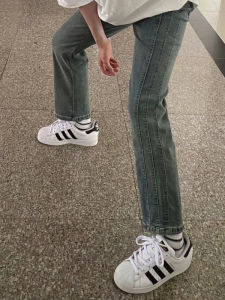 High Waist Straight Leg Jeans Women plus Size Elastic Hip Covering Slim Fit Denim Pants Autumn New Style Pear Shaped Body