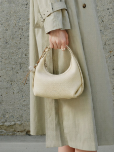 La Festin | Leather Crossbody Handbag White Crescent-Shaped