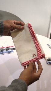 Napkin Kain Linen Dengan Pinggiran Kotak-Kotak/Alas Piring/Tatakan Piring untuk Property Foto Makanan dan Minuman/Serbet Lap Dapur