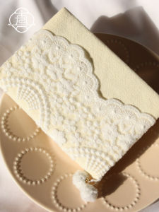 True Me Lace Storage Book Cover French Lace A5A6 Three Fold Notebook Memo Notebook Soft Cover Customizable Vintage Style