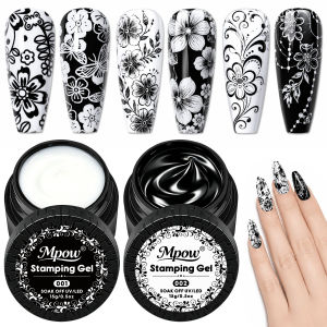 Mpow 1/2pcs 15g Black White Stamping Gel Polish Transfer Nail Art for Plate Design Semi Permanent Soak Off UV LED Manicure Tool