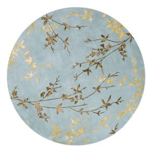 VIKAMA Chinese Style Red Koi Fish Round Rug Water Ripple Texture Circular Carpet Non Slip Living Room Tea Table Decor Floor Mat