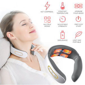 Electric Neck Shoulder Pulse Massager Kneading 4 Head TENS Magnetic Pulse Cervical Vertebra Relax Pain Relief Massage