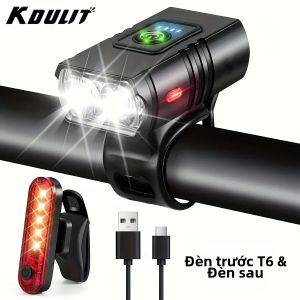 Đèn Xe Đạp LED Sạc USB Hiển Thị Năng Lượng Chống Nước Đèn Pha Xe Đạp Đèn Pin Phụ Kiện Đạp Xe Cho Việc Đi Xe Ban Đêm