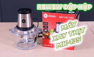 Máy xay thịt đa năng Mishio MK135 1.8L 300W - cối thủy tinh bền bỉ sang trọng lưỡi dao kép sắc bén bằng thép không gỉ với lưỡi trên có thể tháo rời tiện lợi