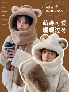 Mũ Len Nữ Ấm Áp Mùa Đông 3 Món Dễ Thương Có Thể Gấp Lại Được Không Có Viền Mũ Đan Dệt Mềm Mại Thoải Mái Cho Thanh Thiếu Niên